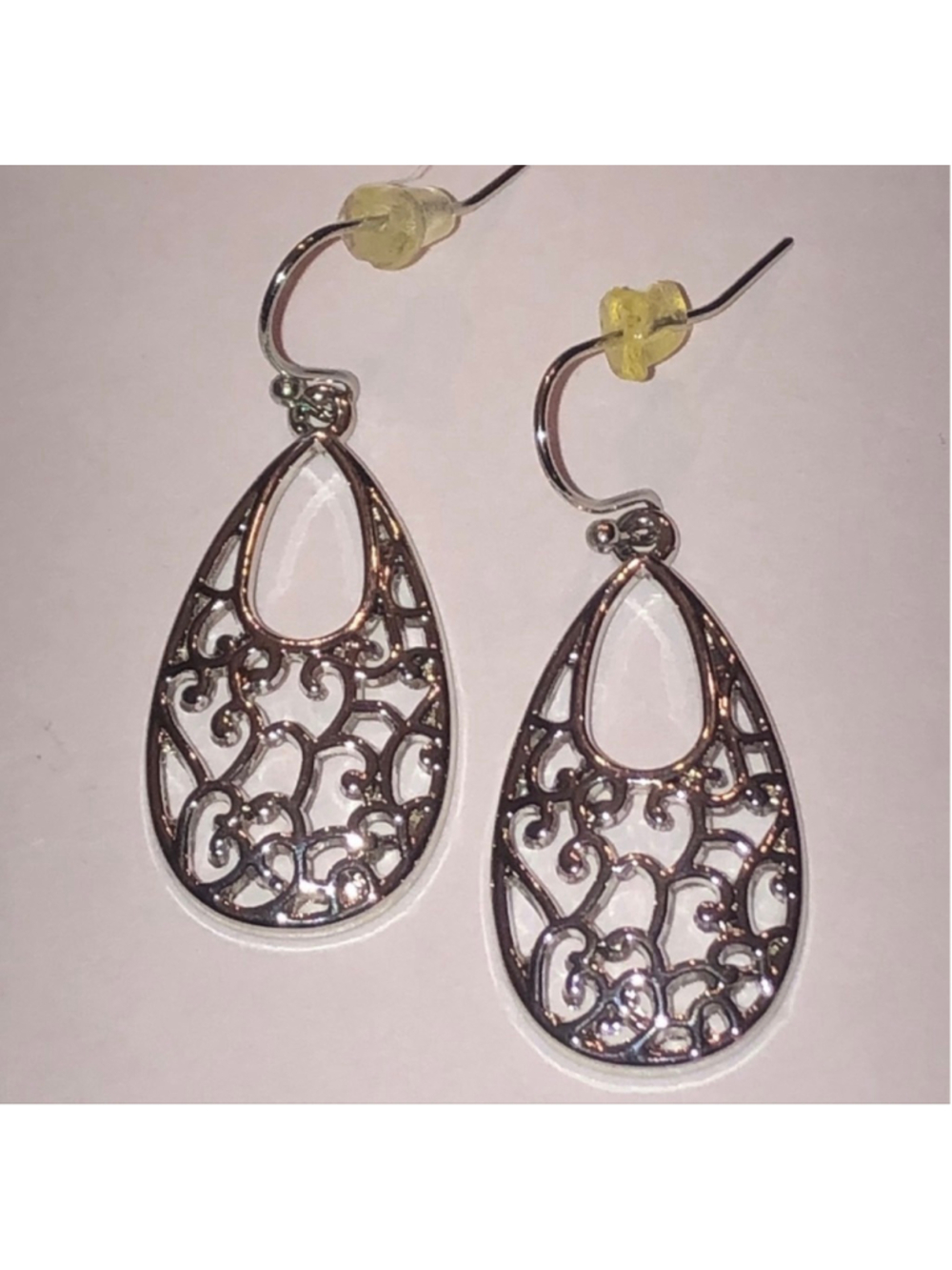 Jasmine Lane Silver Tone Cutout Boho Teardrop Earrings